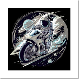 Astronaut Riding Motorcycle Posters and Art